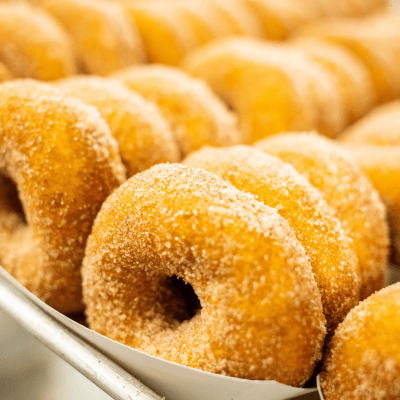 apple cider donuts on tray